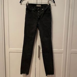 Madewell 24 Skinny 9” High-Rise Jeans - Berkeley Black - Button up front